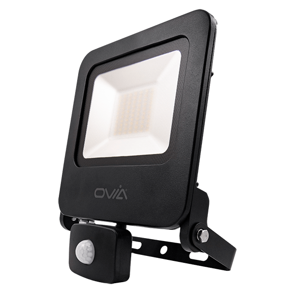 Ovia OV10150BKCWPIR 50W LED Floodlight 4000K Black IP65 PIR