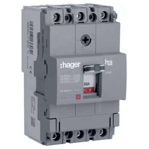 Hager HDA032Z MCCB X160 3P 32A 18KA