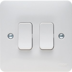 Hager WMPS262 Sollysta 10AX 2 Gang 2 Way & Intermediate Wall Switch