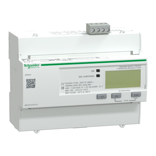 Schneider A9MEM3355 iEM3355 125A Cl 1 MID Energy meter RS485