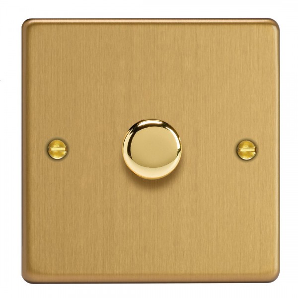 Varilight HDE3.BB Brushed Brass 1-Gang 2-Way V-Dim Push On/Off Rotary Dimmer 1 x 60-400W