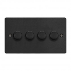 Varilight JDEDP254.MB Matt Black 4-Gang 2-Way V-Pro Push On/Off Rotary LED Dimmer 4 x 0-120W (Twin Plate)