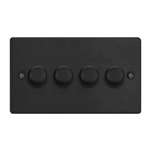 Varilight JDEDP254.MB Matt Black 4-Gang 2-Way V-Pro Push On/Off Rotary LED Dimmer 4 x 0-120W (Twin Plate)