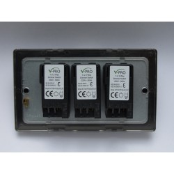 Varilight JDEDP303.BB Brushed Brass 3-Gang 2-Way V-Pro Push On/Off Rotary LED Dimmer 3 x 0-120W (Twin Plate)