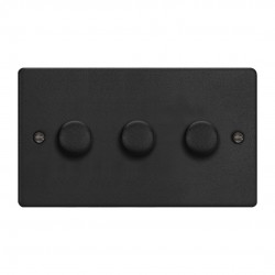 Varilight JDEDP303.MB Matt Black 3-Gang 2-Way V-Pro Push On/Off Rotary LED Dimmer 3 x 0-120W (Twin Plate)