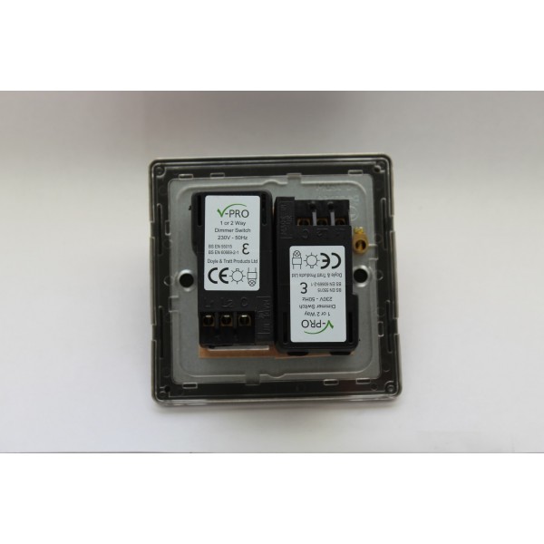 Varilight JDEP252.BS Brushed Steel 2-Gang 2-Way V-Pro Push On/Off Rotary LED Dimmer 2 x 0-120W