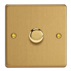 Varilight JDEP401.BB Brushed Brass 1-Gang 2-Way V-Pro Push On/Off Rotary LED Dimmer 1 x 0-120W