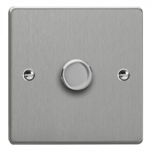 Varilight JDEP401.BS Brushed Steel 1-Gang 2-Way V-Pro Push On/Off Rotary LED Dimmer 1 x 0-120W