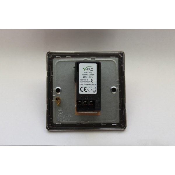 Varilight JDEP401.BS Brushed Steel 1-Gang 2-Way V-Pro Push On/Off Rotary LED Dimmer 1 x 0-120W
