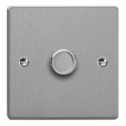 Varilight KDEP101.BS Brushed Steel 1-Gang 2-Way V-Com Push On/Off Rotary LED Dimmer 1 x 0-100W