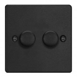 Varilight KDEP102.MB Matt Black 2-Gang 2-Way V-Com Push On/Off Rotary LED Dimmer 2 x 0-100W