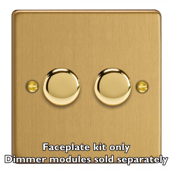 Varilight WDE2.BB Brushed Brass 2-Gang Matrix Kit For Rotary Dimmers