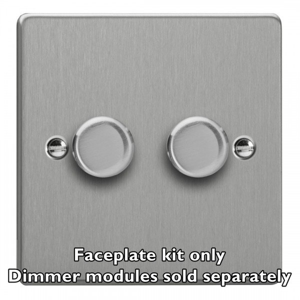 Varilight WDE2.BS Brushed Steel 2-Gang Matrix Kit For Rotary Dimmers