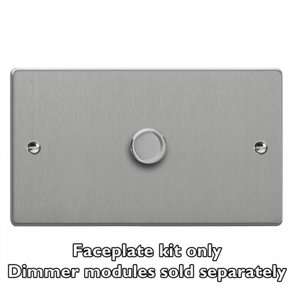 Varilight WDED1.BS Brushed Steel 1-Gang Matrix Kit For Rotary Dimmers (Twin Plate)