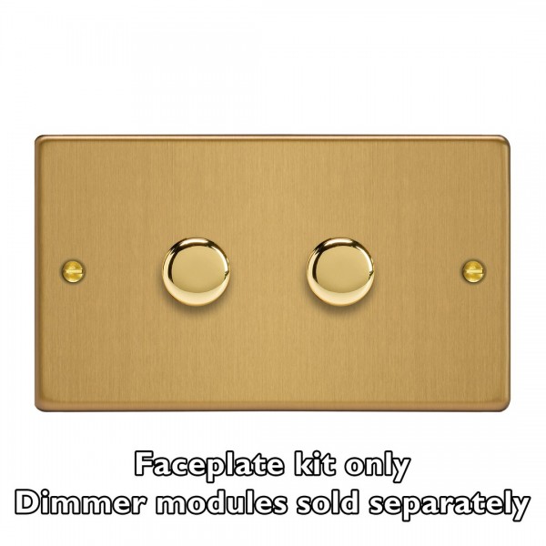 Varilight WDED2.BB Brushed Brass 2-Gang Matrix Kit For Rotary Dimmers (Twin Plate)