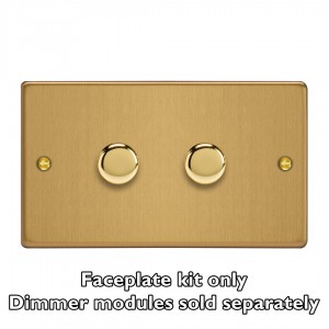 Varilight WDED2.BB Brushed Brass 2-Gang Matrix Kit For Rotary Dimmers (Twin Plate)