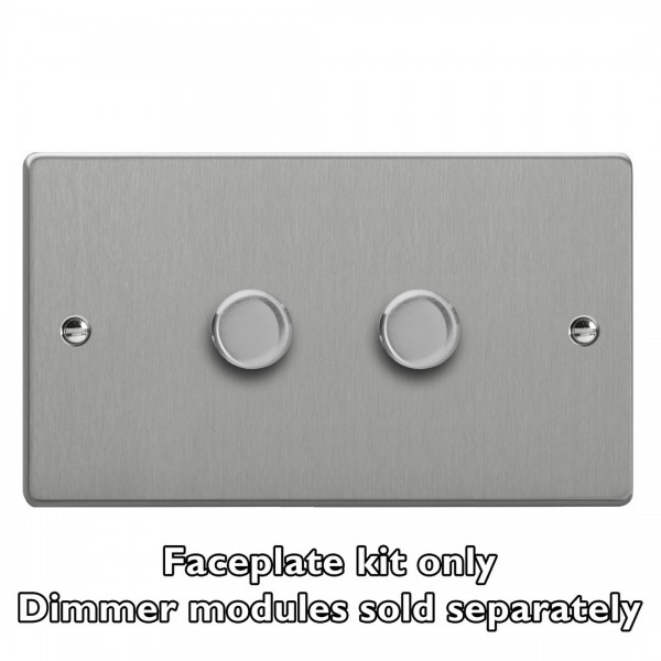 Varilight WDED2.BS Brushed Steel 2-Gang Matrix Kit For Rotary Dimmers (Twin Plate)