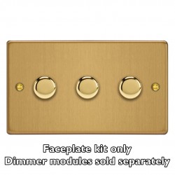Varilight WDED3.BB Brushed Brass 3-Gang Matrix Kit For Rotary Dimmers (Twin Plate)