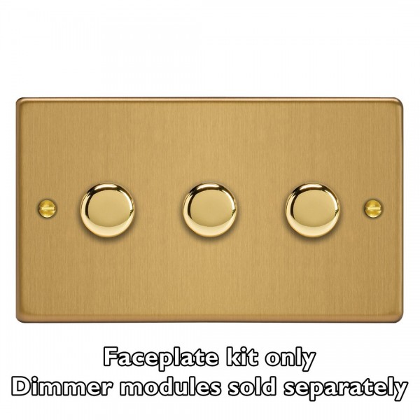 Varilight WDED3.BB Brushed Brass 3-Gang Matrix Kit For Rotary Dimmers (Twin Plate)
