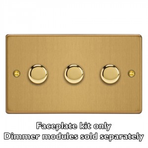 Varilight WDED3.BB Brushed Brass 3-Gang Matrix Kit For Rotary Dimmers (Twin Plate)
