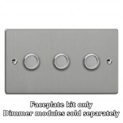 Varilight WDED3.BS Brushed Steel 3-Gang Matrix Kit For Rotary Dimmers (Twin Plate)
