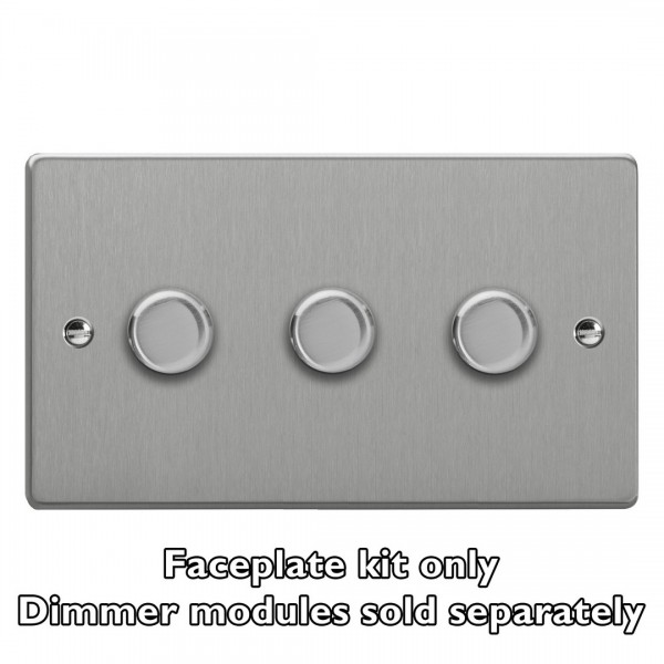 Varilight WDED3.BS Brushed Steel 3-Gang Matrix Kit For Rotary Dimmers (Twin Plate)