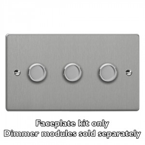 Varilight WDED3.BS Brushed Steel 3-Gang Matrix Kit For Rotary Dimmers (Twin Plate)