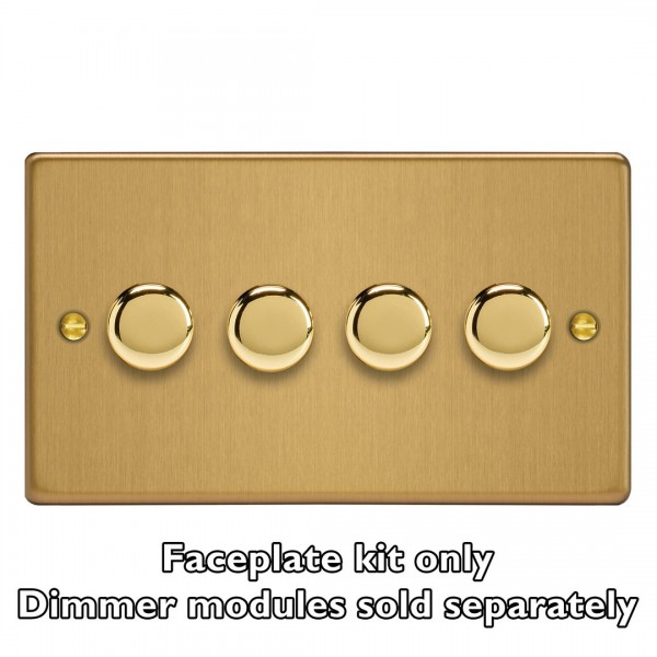 Varilight WDED4.BB Brushed Brass 4-Gang Matrix Kit For Rotary Dimmers (Twin Plate)