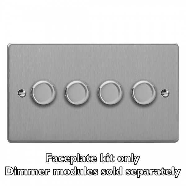 Varilight WDED4.BS Brushed Steel 4-Gang Matrix Kit For Rotary Dimmers (Twin Plate)