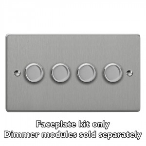 Varilight WDED4.BS Brushed Steel 4-Gang Matrix Kit For Rotary Dimmers (Twin Plate)