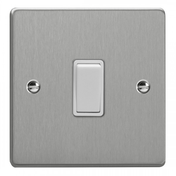 Varilight XDE1W.BS Brushed Steel 1-Gang 10A 1- or 2-Way Rocker Switch