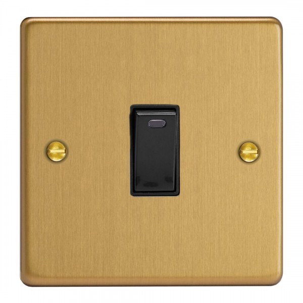 Varilight XDE20NB.BB Brushed Brass 1-Gang 20A Double Pole Rocker Switch with Neon Indicator Light
