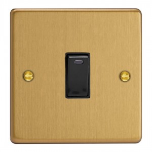 Varilight XDE20NB.BB Brushed Brass 1-Gang 20A Double Pole Rocker Switch with Neon Indicator Light