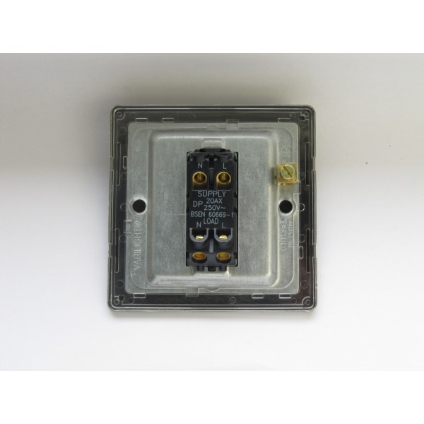 Varilight XDE20NB.BB Brushed Brass 1-Gang 20A Double Pole Rocker Switch with Neon Indicator Light