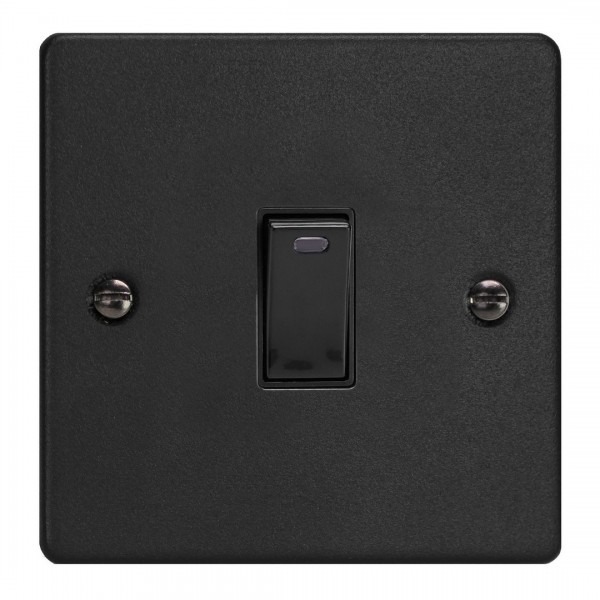 Varilight XDE20NB.MB Matt Black 1-Gang 20A Double Pole Rocker Switch with Neon Indicator Light