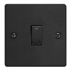 Varilight XDE20NB.MB Matt Black 1-Gang 20A Double Pole Rocker Switch with Neon Indicator Light