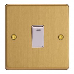 Varilight XDE20NW.BB Brushed Brass 1-Gang 20A Double Pole Rocker Switch with Neon Indicator Light