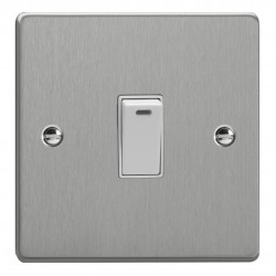 Varilight XDE20NW.BS Brushed Steel 1-Gang 20A Double Pole Rocker Switch with Neon Indicator Light