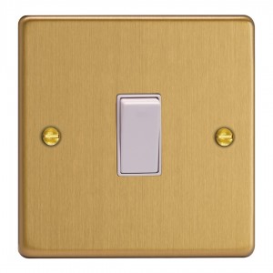 Varilight XDE20W.BB Brushed Brass 1-Gang 20A Double Pole Rocker Switch