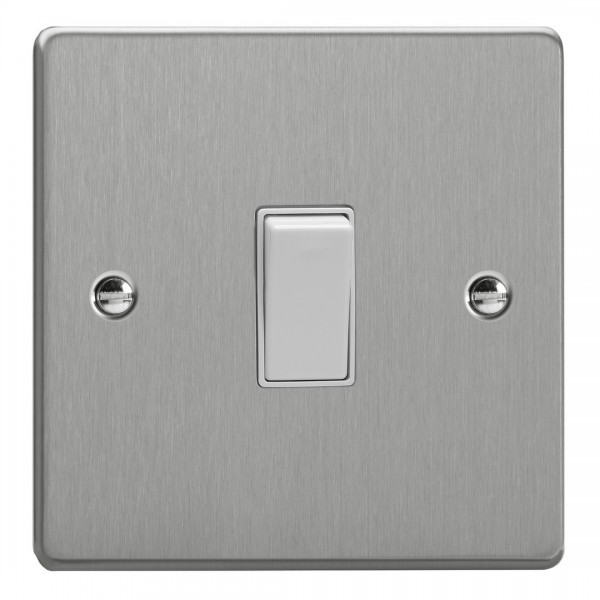 Varilight XDE20W.BS Brushed Steel 1-Gang 20A Double Pole Rocker Switch