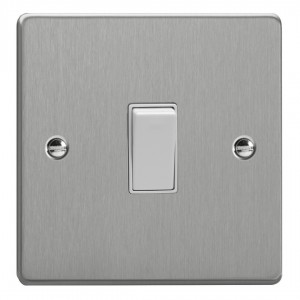 Varilight XDE20W.BS Brushed Steel 1-Gang 20A Double Pole Rocker Switch