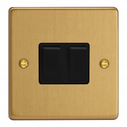 Varilight XDE2B.BB Brushed Brass 2-Gang 10A 1- or 2-Way Rocker Switch