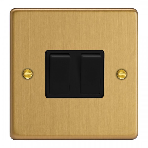 Varilight XDE2B.BB Brushed Brass 2-Gang 10A 1- or 2-Way Rocker Switch