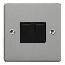 Varilight XDE2B.BS Brushed Steel 2-Gang 10A 1- or 2-Way Rocker Switch