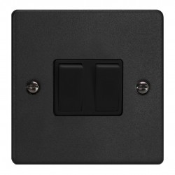 Varilight XDE2B.MB Matt Black 2-Gang 10A 1- or 2-Way Rocker Switch