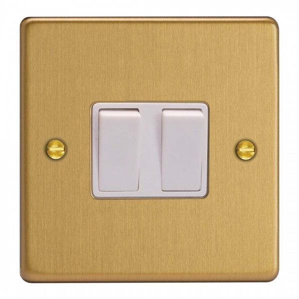 Varilight XDE2W.BB Brushed Brass 2-Gang 10A 1- or 2-Way Rocker Switch
