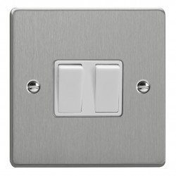 Varilight XDE2W.BS Brushed Steel 2-Gang 10A 1- or 2-Way Rocker Switch