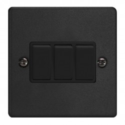 Varilight XDE3B.MB Matt Black 3-Gang 10A 1- or 2-Way Rocker Switch