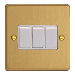 Varilight XDE3W.BB Brushed Brass 3-Gang 10A 1- or 2-Way Rocker Switch