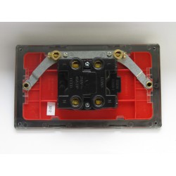 Varilight XDE45N.BB Brushed Brass 45A Cooker Switch with Neon (Vertical Twin Plate/ Red Rocker)